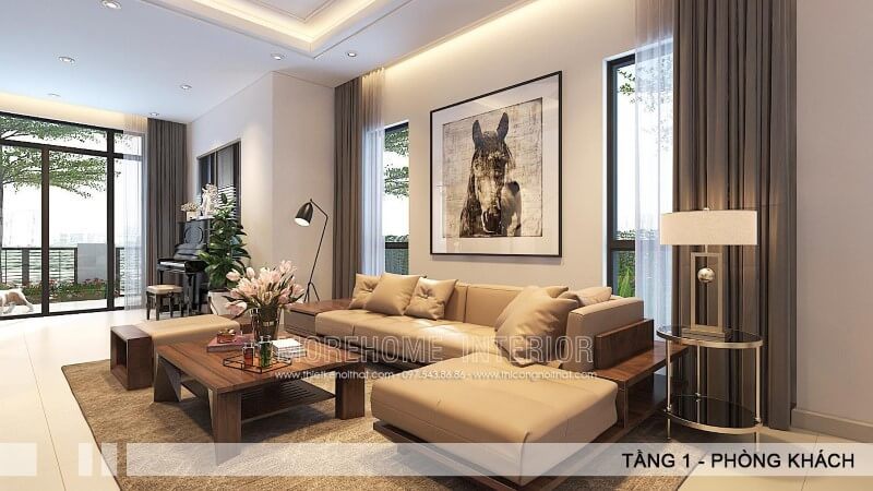 Mẫu sofa gỗ óc chó hiện đại phù hợp với nhiều không gian như biệt thự, nhà phố, nhà lô, chung cư cao cấp.